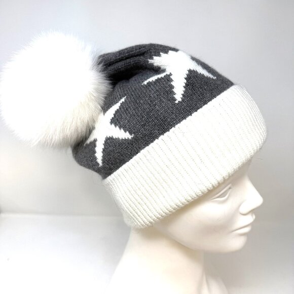 🆕️ 💖💖 "Your a STAR" Fox Pom Pom Toque White - Picture 1 of 2